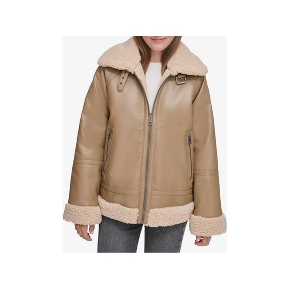Levi's Jackets & Blazers - Levi's Women's Faux Leather Relaxed Aviator Jacket~Large~Taupe